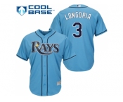 Women's Tampa Bay Rays #3 Evan Longoria Light Blue Alternate Stitched MLB Jersey