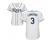 Women's Tampa Bay Rays #3 Evan Longoria White Fashion Stitched MLB Jersey