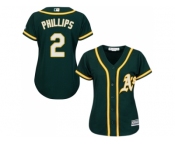 Women's Oakland Athletics #2 Tony Phillips Green Alternate Stitched MLB Jersey