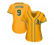 Women's Oakland Athletics #9 Reggie Jackson Gold Alternate Stitched MLB Jersey