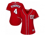 Women Majestic Washington Nationals #4 Howie Kendrick Authentic Red Alternate 1 Cool Base MLB Jersey