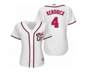Women Majestic Washington Nationals #4 Howie Kendrick Authentic White Home Cool Base MLB Jersey