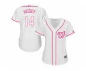 Women's Majestic Washington Nationals #14 Chris Heisey Replica White Fashion Cool Base MLB Jersey