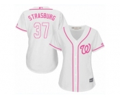 Women's Majestic Washington Nationals #37 Stephen Strasburg Replica White Fashion Cool Base MLB Jersey