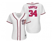 Women's Washington Nationals #34 Bryce Harper White Fashion Stitched MLB Jersey