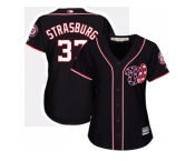 Women's Washington Nationals #37 Stephen Strasburg Navy Blue Alternate Stitched MLB Jersey