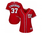 Women's Washington Nationals #37 Stephen Strasburg Red Alternate Stitched MLB Jersey