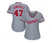 Women's Washington Nationals #47 Gio Gonzalez Grey Road Stitched MLB Jersey
