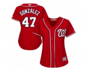 Women's Washington Nationals #47 Gio Gonzalez Red Alternate Stitched MLB Jersey