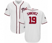 Youth Washington Nationals #19 Anibal Sanchez Authentic White Home Cool Base 2019 World Series Bound Baseball Jersey