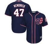 Youth Washington Nationals #47 Howie Kendrick Authentic Navy Blue Alternate 2 Cool Base Baseball Jersey