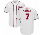 Youth Washington Nationals #7 Trea Turner Authentic White Home Cool Base 2019 World Series Bound Baseball Jersey