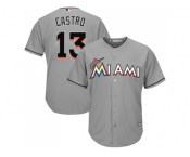 Youth Miami Marlins #13 Starlin Castro Grey Cool Base Stitched MLB Jersey