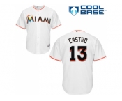 Youth Miami Marlins #13 Starlin Castro White Cool Base Stitched MLB Jersey