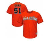 Youth Miami Marlins #51 Ichiro Suzuki Orange Cool Base Stitched MLB Jersey
