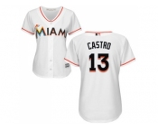 Women Miami Marlins #13 Starlin Castro White Home Stitched MLB Jersey