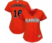 Women Miami Marlins #16 Jose Fernandez Majestic Orange Cool Base Player Jersey