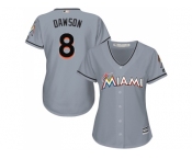 Women Miami Marlins #8 Andre Dawson Grey Road Stitched MLB Jersey