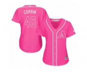 Women's Majestic Arizona Diamondbacks #46 Patrick Corbin Authentic Pink Fashion MLB Jersey