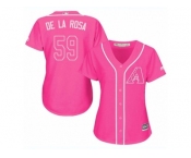Women's Majestic Arizona Diamondbacks #59 Jorge De La Rosa Replica Pink Fashion MLB Jersey