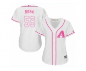 Women's Majestic Arizona Diamondbacks #59 Jorge De La Rosa Replica White Fashion MLB Jersey