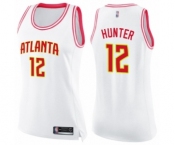 Women's Atlanta Hawks #12 De'Andre Hunter Swingman White Pink Fashion Basketball Jersey