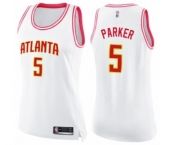 Women's Atlanta Hawks #5 Jabari Parker Swingman White Pink Fashion Basketball Jersey
