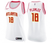 Women's Nike Atlanta Hawks #18 Miles Plumlee Swingman White Pink Fashion NBA Jersey