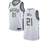 Women's Nike Milwaukee Bucks #21 Tony Snell Swingman White Home NBA Jersey - Association Edition