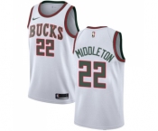 Women's Nike Milwaukee Bucks #22 Khris Middleton Swingman White Fashion Hardwood Classics NBA Jersey