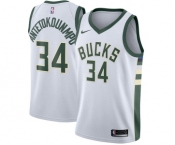 Women's Nike Milwaukee Bucks #34 Giannis Antetokounmpo Swingman White Home NBA Jersey - Association Edition