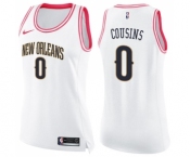 Women's Nike New Orleans Pelicans #0 DeMarcus Cousins Swingman White Pink Fashion NBA Jersey