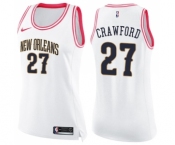Women's Nike New Orleans Pelicans #27 Jordan Crawford Swingman White Pink Fashion NBA Jersey