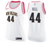 Women's Nike New Orleans Pelicans #44 Solomon Hill Swingman White Pink Fashion NBA Jersey