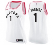 Women's Nike Toronto Raptors #1 Tracy Mcgrady Swingman White Pink Fashion NBA Jersey