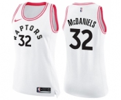 Women's Nike Toronto Raptors #32 KJ McDaniels Swingman White Pink Fashion NBA Jersey
