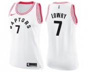 Women's Nike Toronto Raptors #7 Kyle Lowry Swingman White Pink Fashion NBA Jersey