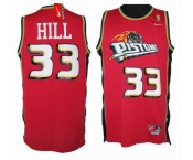 nike nba detroit pistons #33 hill red[nike]