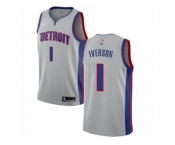 Youth Nike Detroit Pistons #1 Allen Iverson Authentic Silver NBA Jersey Statement Edition