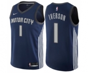 Youth Nike Detroit Pistons #1 Allen Iverson Swingman Navy Blue NBA Jersey - City Edition