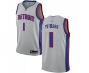 Youth Nike Detroit Pistons #1 Allen Iverson Swingman Silver NBA Jersey Statement Edition