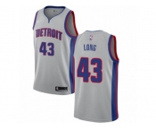 Youth Nike Detroit Pistons #43 Grant Long Authentic Silver NBA Jersey Statement Edition