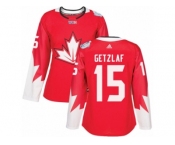 Women's Adidas Team Canada #15 Ryan Getzlaf Authentic Red Away 2016 World Cup Hockey Jersey