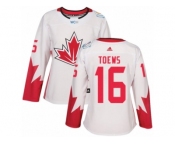 Women's Adidas Team Canada #16 Jonathan Toews Authentic White Home 2016 World Cup Hockey Jersey