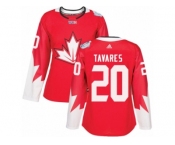 Women's Adidas Team Canada #20 John Tavares Premier Red Away 2016 World Cup Hockey Jersey