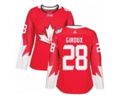 Women's Adidas Team Canada #28 Claude Giroux Premier Red Away 2016 World Cup Hockey Jersey