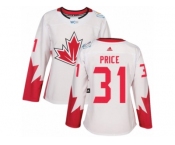 Women's Adidas Team Canada #31 Carey Price Authentic White Home 2016 World Cup Hockey Jersey