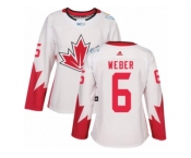 Women's Adidas Team Canada #6 Shea Weber Authentic White Home 2016 World Cup Hockey Jersey