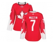 Women's Adidas Team Canada #7 Jake Muzzin Premier Red Away 2016 World Cup Hockey Jersey