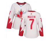 Women's Adidas Team Canada #7 Jake Muzzin Premier White Home 2016 World Cup Hockey Jersey